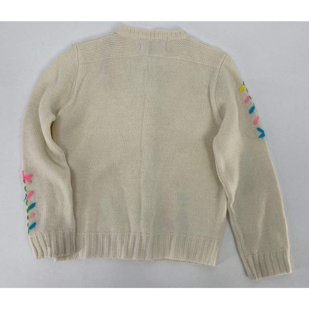 VTG 1980 Blue Bird girl sz2-4 sweater Easter and embroidered White Cardigan - Picture 7 of 8